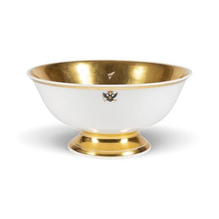 A LARGE PORCELAIN BOWL WITH A DOUBLE-HEADED EAGLE 