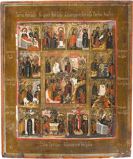 AN ICON DEPICTING THE MAJOR FEASTS Russian, 19th c