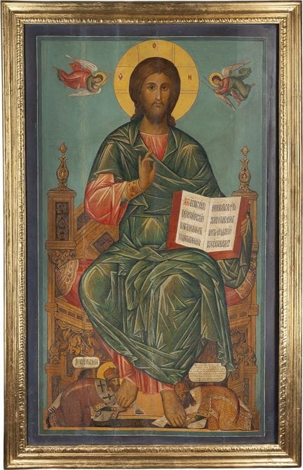 ICÔNE MONUMENTALE DATÉE REPRÉSENTANT LE CHRIST ENT