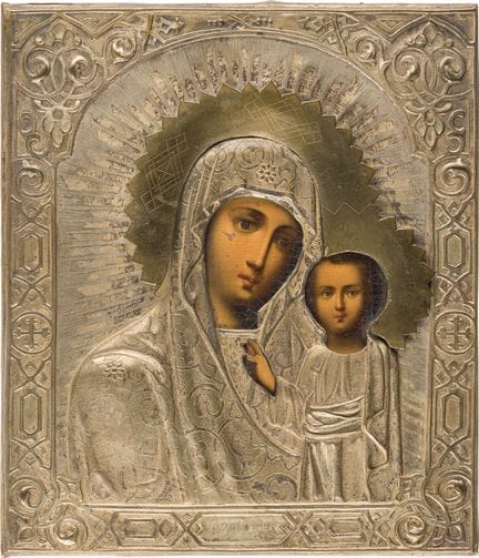 ICÔNE REPRÉSENTANT LA MÈRE DE DIEU DE KAZAN AVEC O