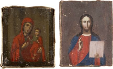 DEUX PETITES ICÔNES REPRÉSENTANT LE CHRIST PANTOCR