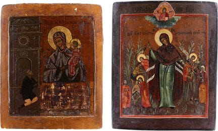 DEUX ICÔNES REPRÉSENTANT LA MÈRE DE DIEU : « JOIE 