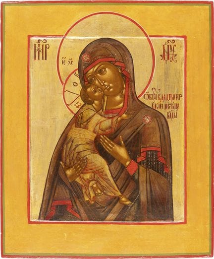 ICÔNE REPRÉSENTANT LA MÈRE DE DIEU DE VLADIMIR. Ru