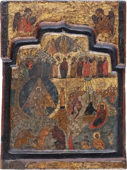 A RARE CENTRAL PANEL OF A TRIPTYCH DEPICTING THE N