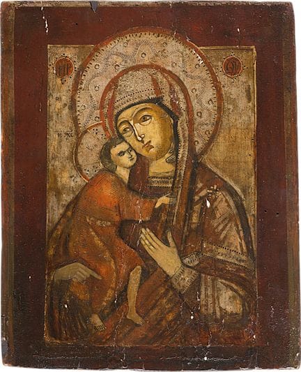 ICÔNE REPRÉSENTANT LA MÈRE DE DIEU DE FEODOROVSKAY