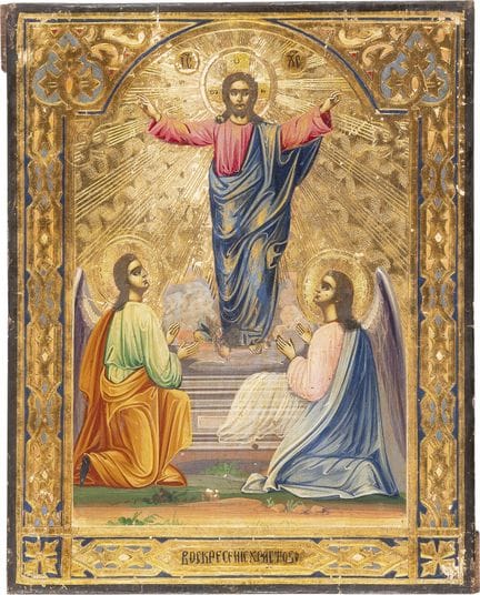 A SMALL ICON DEPICTING THE RESURRECTION OF CHRIST 