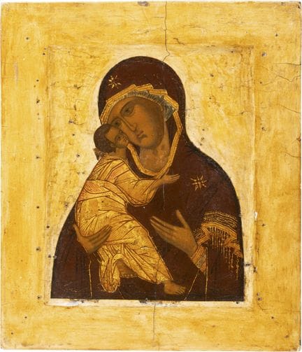 UNE TRÈS BELLE ICÔNE DE LA MÈRE DE DIEU DE VLADIMI