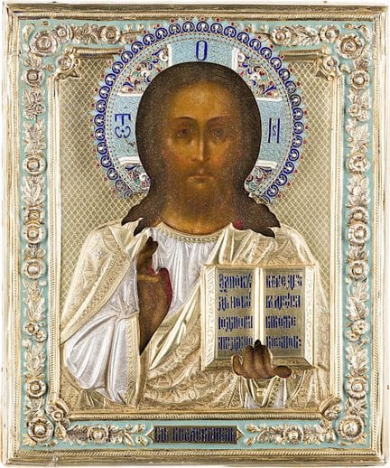 ICÔNE REPRÉSENTANT LE CHRIST PANTOKRATOR AVEC UN O