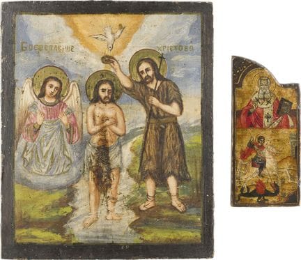 Un magnifique volet de triptyque représentant sain
