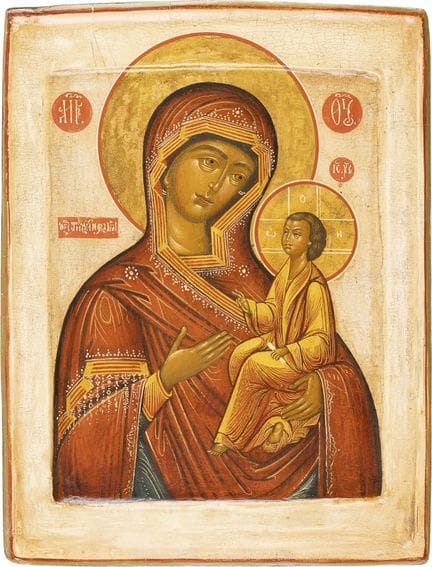 ICÔNE REPRÉSENTANT LA MÈRE DE DIEU DE TIKHVIN. Rus