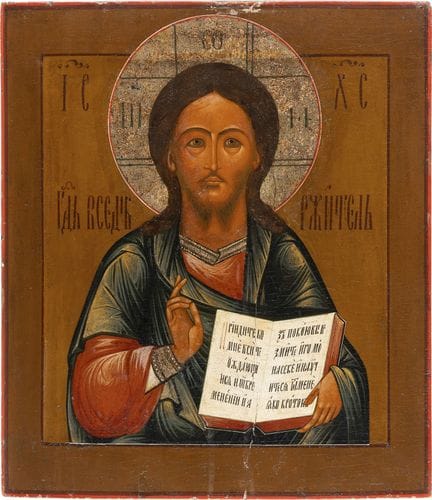 UNE GRANDE ICÔNE REPRÉSENTANT LE CHRIST PANTOKRATO