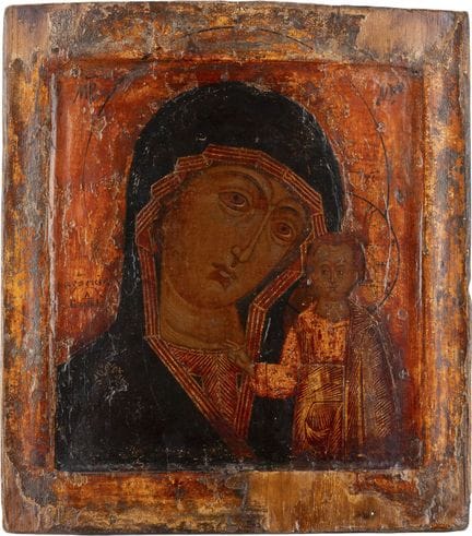 ICÔNE REPRÉSENTANT LA MÈRE DE DIEU DE KAZAN. Russi