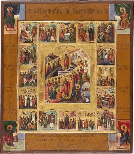ICON DEPICTING THE DESCENT INTO HELL AND THE RESUR