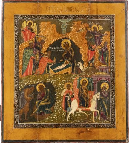 ICON DEPICTING THE NATIVITY OF CHRIST AND THE FLIG