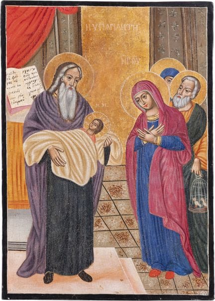 A LARGE DATED ICON DEPICTING THE PRESENTATION OF C
