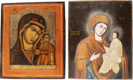 DEUX ICÔNES REPRÉSENTANT LA MÈRE DE DIEU DE KAZAN 