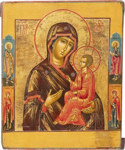 UNE BELLE ICÔNE REPRÉSENTANT LA MÈRE DE DIEU DE TI