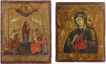 DEUX PETITES ICÔNES REPRÉSENTANT LA MÈRE DE DIEU «