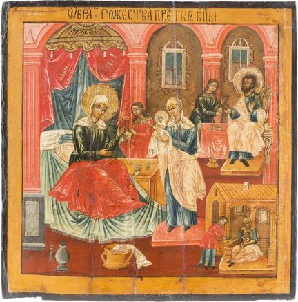 GRANDE ICÔNE REPRÉSENTANT LA NATIVITÉ DE LA MÈRE D
