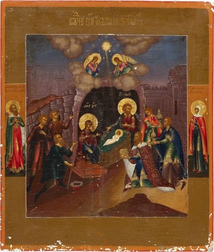 A FINE, DATED ICON DEPICTING THE NATIVITY OF CHRIS