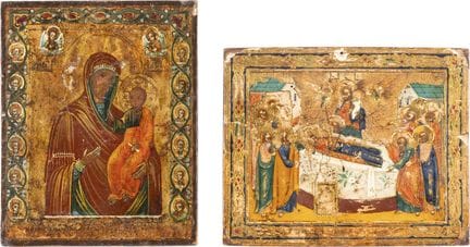 DEUX PETITES ICÔNES REPRÉSENTANT LA MÈRE DE DIEU D