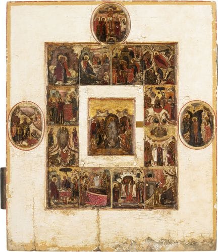 A VERY FINE AND LARGE ICON DEPICTING THE DESCENT I