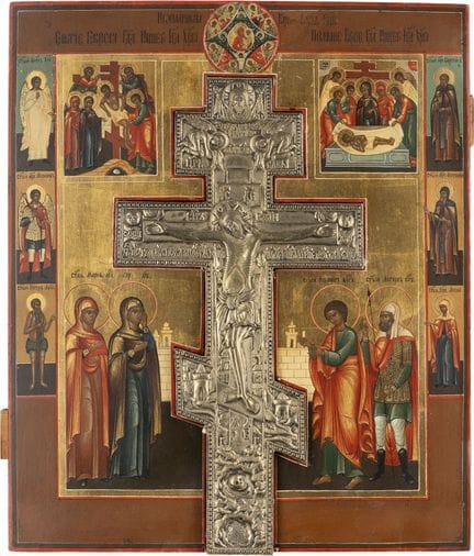 A LARGE STAUROTHEK DEPICTING THE CRUCIFIXION, THE 