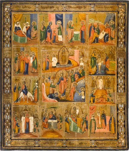 A LARGE ICON DEPICTING THE RESURRECTION OF CHRIST,