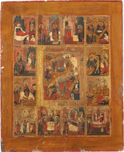 A LARGE ICON DEPICTING THE RESURRECTION OF CHRIST 