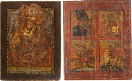 DEUX GRANDES ICÔNES REPRÉSENTANT LA MÈRE DE DIEU «