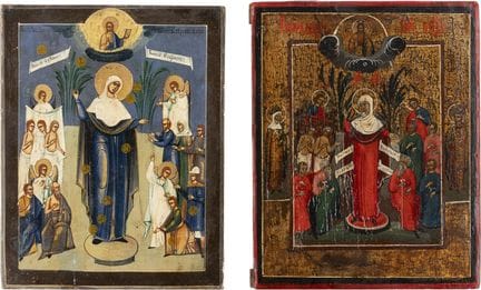 DEUX PETITES ICÔNES REPRÉSENTANT LA MÈRE DE DIEU, 