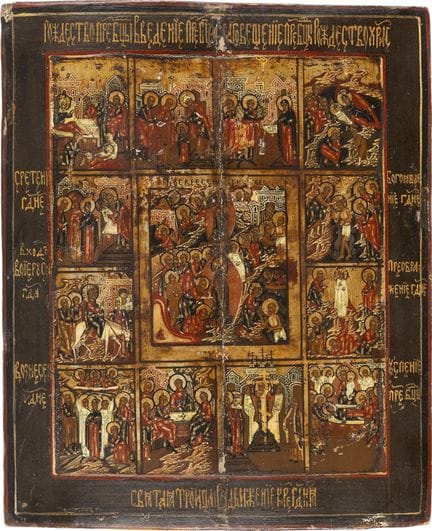 AN ICON DEPICTING THE MAJOR FEASTS Russian, 19th c