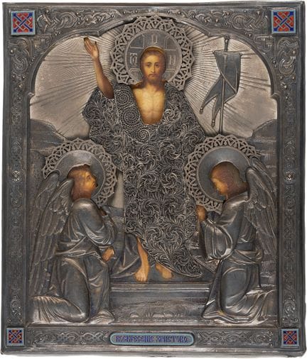 A VERY FINE ICON DEPICTING THE RESURRECTION OF CHR