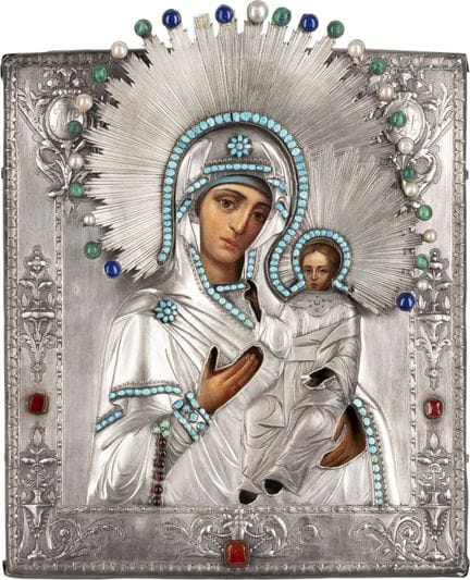 ICÔNE REPRÉSENTANT LA MÈRE DE DIEU D'IVERSKAYA AVE