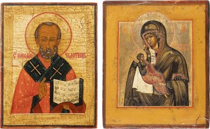DEUX PETITES ICÔNES REPRÉSENTANT SAINT NICOLAS DE 