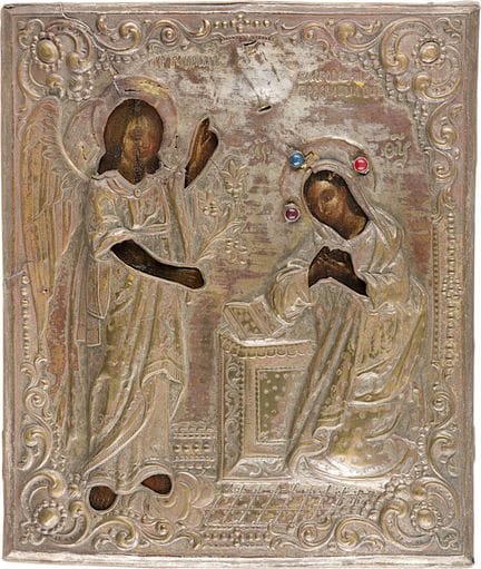 A LARGE ICON DEPICTING THE ANNUNCIATION OF THE MOT