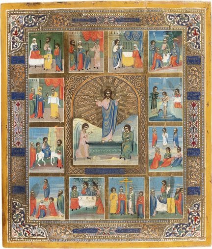 ICÔNE REPRÉSENTANT LA RÉSURRECTION DU CHRIST ET LE
