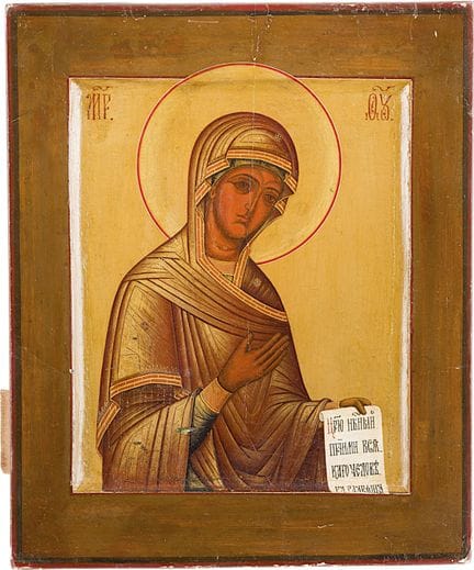 ICÔNE REPRÉSENTANT LA MÈRE DE DIEU DANS UNE DÉISIS