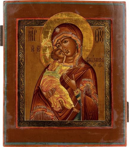 ICÔNE REPRÉSENTANT LA MÈRE DE DIEU DE VLADIMIR Rus