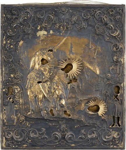 A VERY FINE ICON DEPICTING THE BEHEADING OF SAINT 