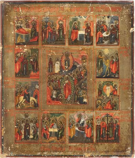 A FEAST DAY ICON Russian, 19th century. Tempera on