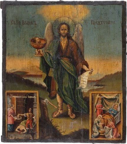 AN ICON DEPICTING SAINT JOHN THE FORERUNNER AS THE