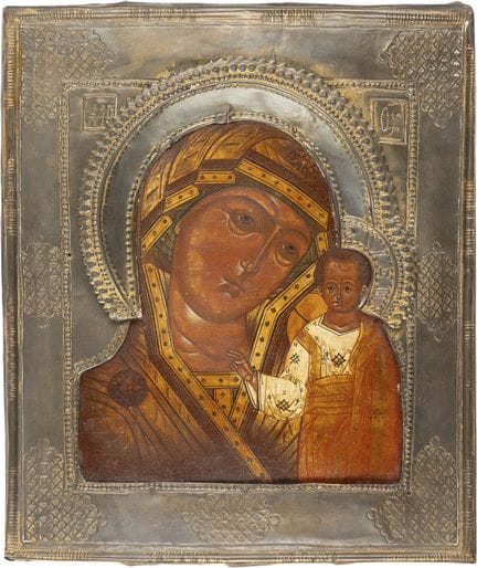 ICÔNE REPRÉSENTANT LA MÈRE DE DIEU DE KAZAN AVEC R