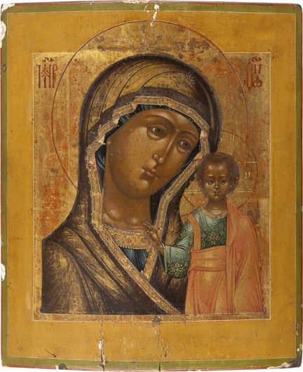 UNE BELLE ICÔNE REPRÉSENTANT LA MÈRE DE DIEU DE KA