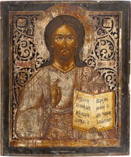 UNE GRANDE ICÔNE REPRÉSENTANT LE CHRIST PANTOKRATO