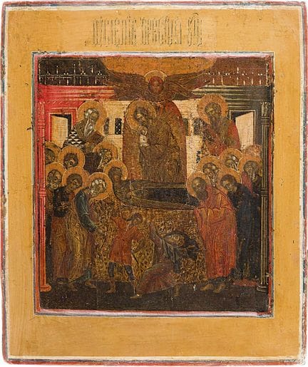 AN ICON DEPICTING THE DORMITION OF THE MOTHER OF G