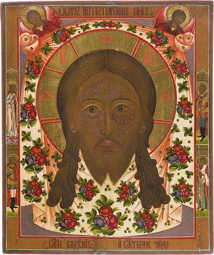 UNE GRANDE ICÔNE REPRÉSENTANT LE MANDYLION. Russie