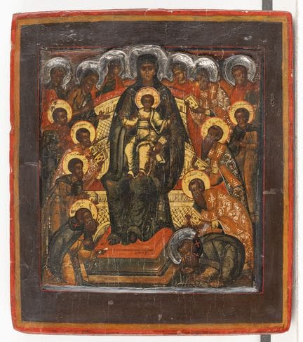 ICÔNE REPRÉSENTANT LA MÈRE DE DIEU DE PECHERSK (DE