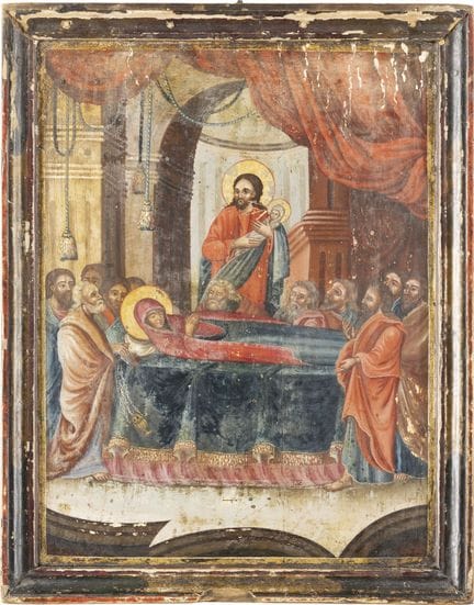 A LARGE DOUBLE-SIDED ICON DEPICTING THE RESURRECTI