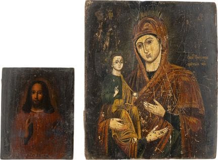 DEUX ICÔNES REPRÉSENTANT LE CHRIST PANTOKRATOR ET 